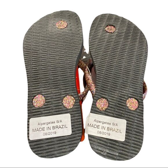 NEW Havaianas Black Pink "You Are My Whole Universe" Glitter Flip Flop Sandals - Picture 5 of 5